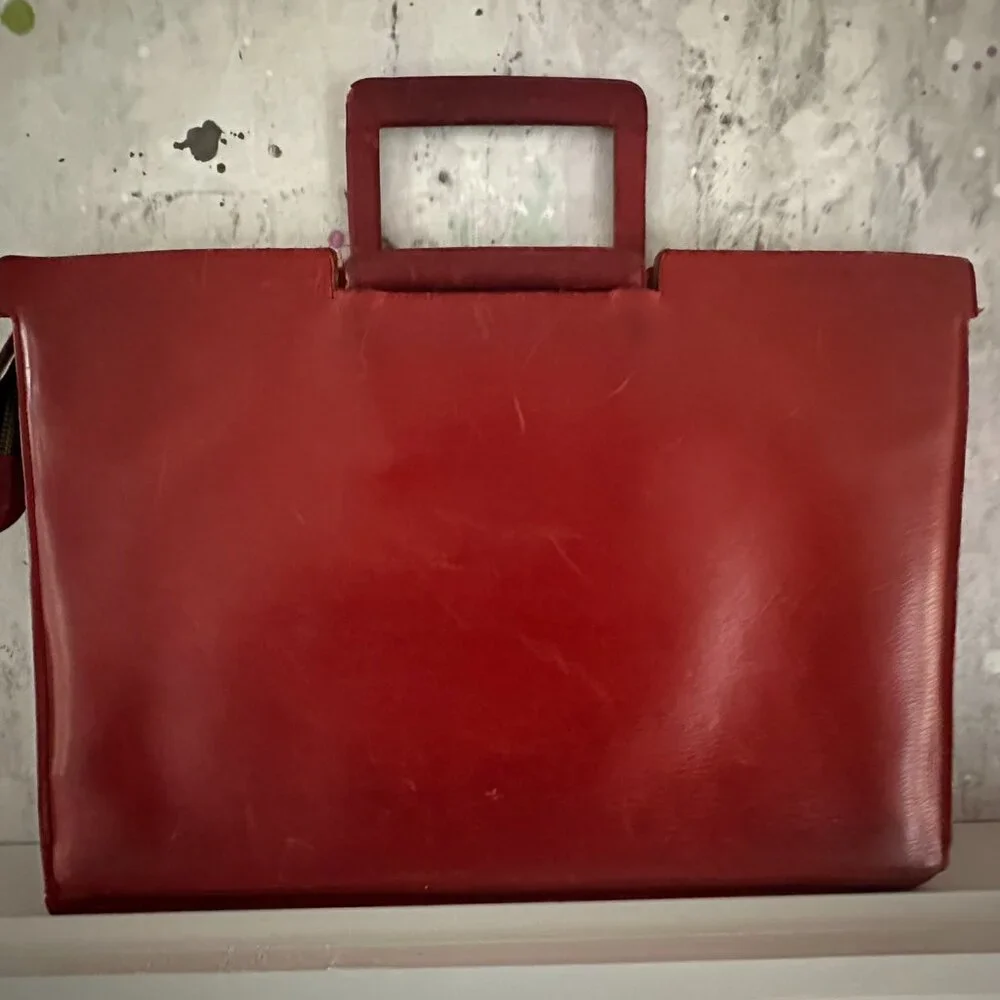 👜 Vintage Mark Cross Red Leather Briefcase / Laptop Bag